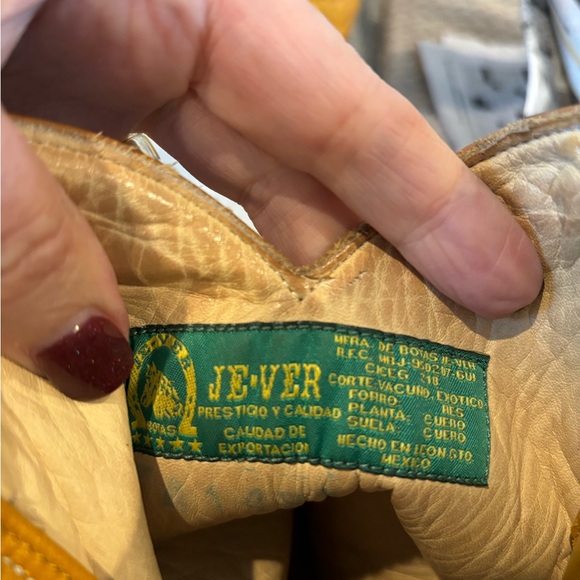 JE-VER Crocodile Alligator Cowboy Boots Gold - Picture 4 of 9